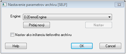 Parametre archívu - Sybase