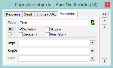 Paletka Pripojenie objektu - záložka Parametre