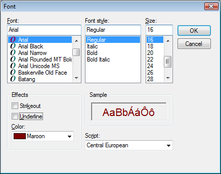 Konfigurácia textového štýlu Konfigurácia textového štýlu