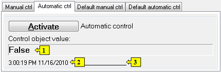 Automatic control tab Automatic control tab