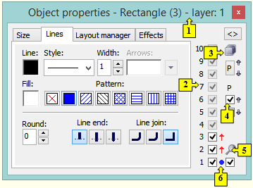 Object properties palette - layers