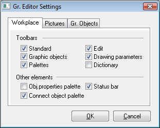 GrEditor settings - Workplace tab