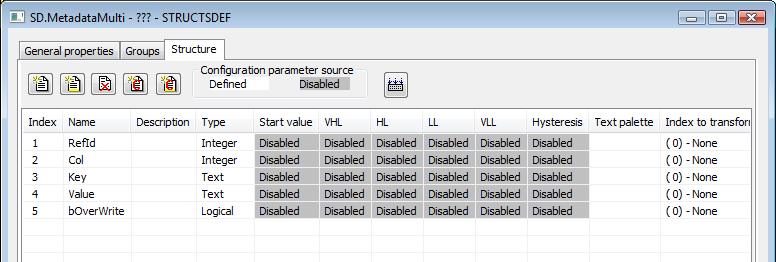 Setting of structure definition