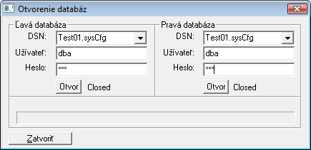 okno Otvorenie databáz