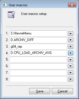 Dialog box for configuration of User macros
