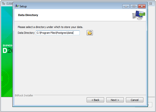PostgreSQL installation - selection of directory for PostgreSQL service