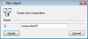 Dialog box for creating a new composition
