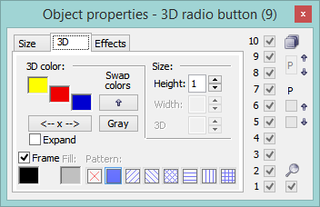 Object properties palette - parameters