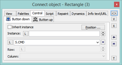 Connect object palette - Control tab