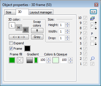 Object properties palette - 3D tab