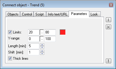 Connect object palette - Parameters tab