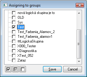 Assigning selected objects to logical groups