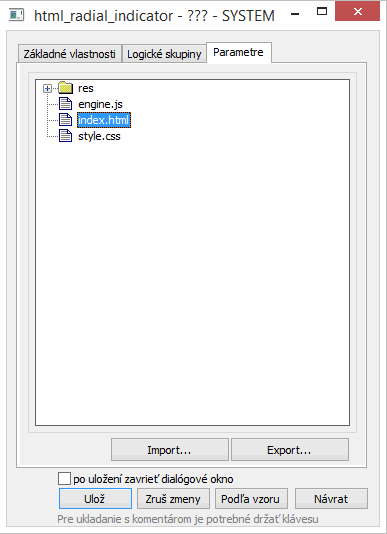 Konfiguračné dialógové okno