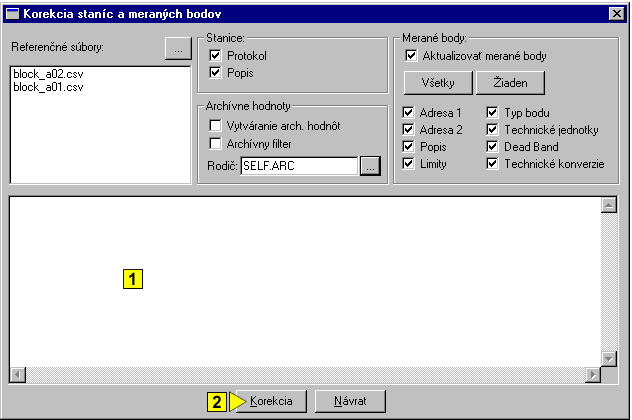 Korekcie staníc a meraných bodov
