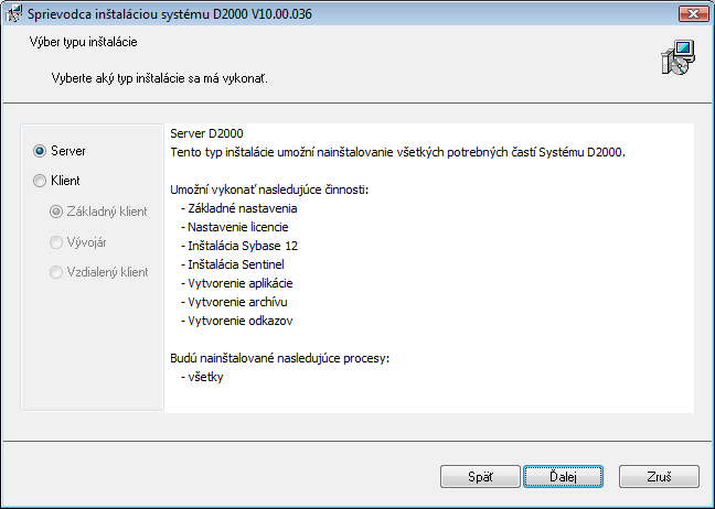 Výber typu inštalácie