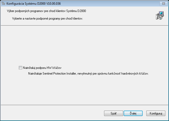 Nastavenie podporných programov