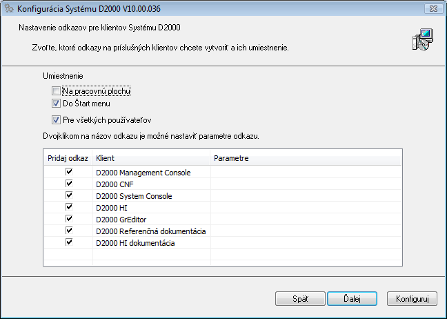 Nastavenie odkazov pre klientov