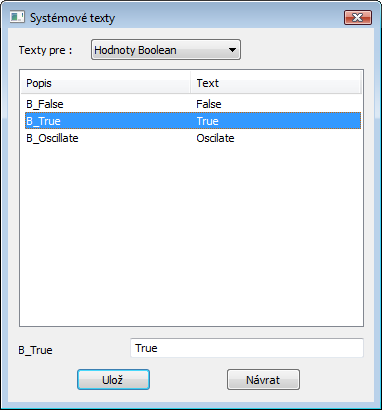 Konfigurácia systémových textov