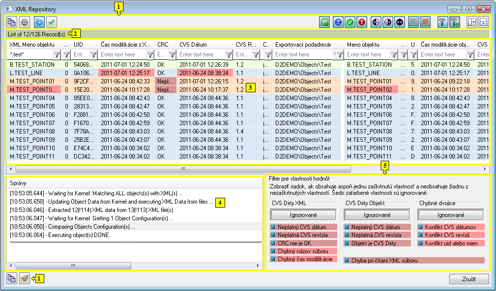 Dialóg pre zobrazenie CVS informácií Dialóg pre zobrazenie CVS informácií