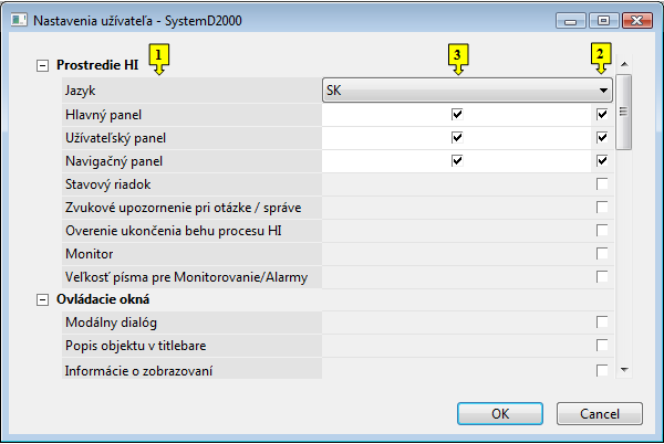 Parametre užívateľa