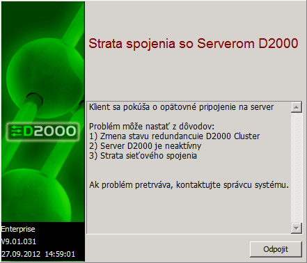 Informácia o prepínaní redundantného systému Informácia o prepínaní redundantného systému