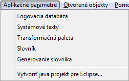 Ponuka Aplikačné parametre Ponuka Aplikačné parametre