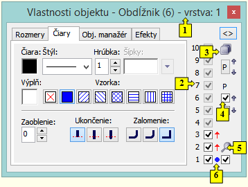Zobrazenie vrstiev v paletke