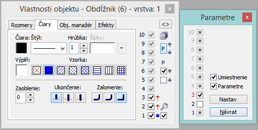 Kopírovanie parametrov medzi vrstvami