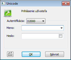 Dialógové okno pre prihlásenie užívateľa