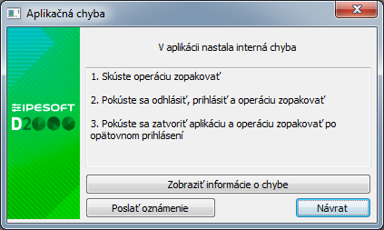 Zobrazenie chybovej správy