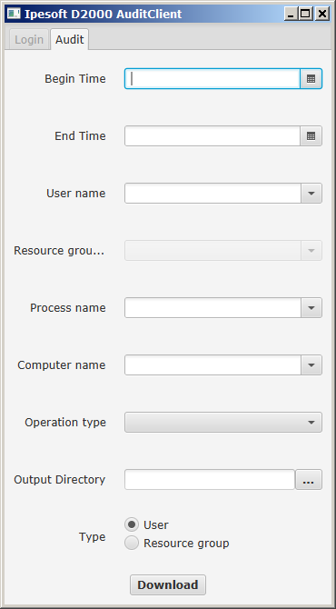 AuditClient parametre sťahovania