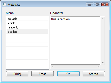 Konfigurácia metadát