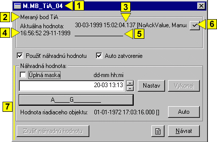 ovládacie okno absolútnych časových vstupov (TiA)