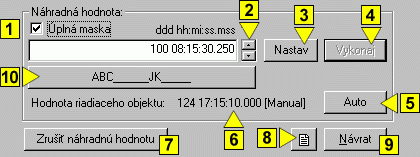 Náhradná hodnota meraných bodov typu Časový interval - výstup