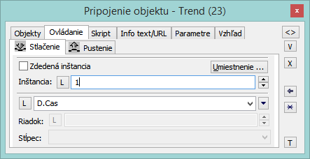 Paletka Pripojenie objektu