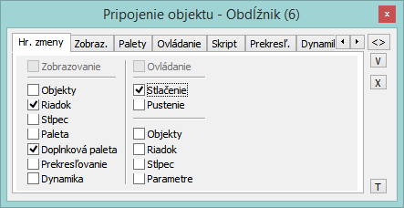 Paletka Pripojenie objektu