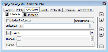 Paletka Pripojenie objektu