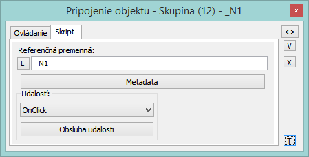 Paletka Pripojenie objektu