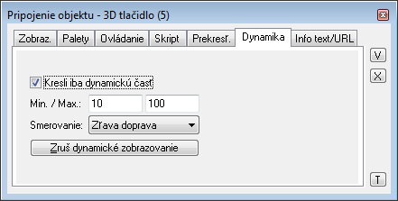 Paletka Pripojenie objektu - záložka Dynamika