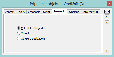 Paletka Pripojenie objektu - záložka Prekresl.
