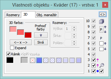 Paletka Vlastnosti objektu