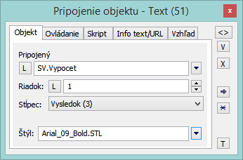 Paletka Pripojenie objektu