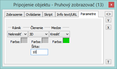 Paletka Pripojenie objektu - Parametre