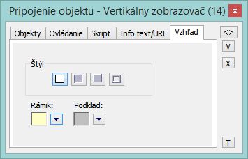 Paletka Pripojenie objektu - Vzhľad
