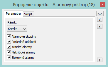Paletka Pripojenie objektu