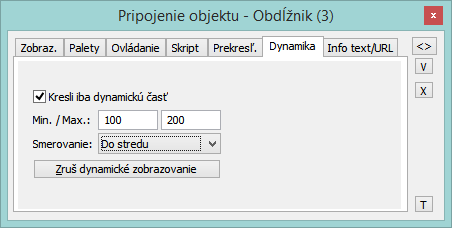 Paletka Pripojenie objektu - Dynamika