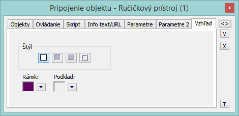 Paletka Pripojenie objektu - Vzhľad Paletka Pripojenie objektu - Vzhľad
