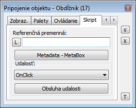 Paletka Pripojenie objektu - Skript