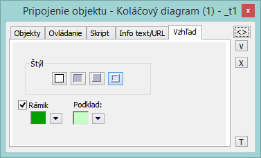Paletka Pripojenie objektu - Vzhľad