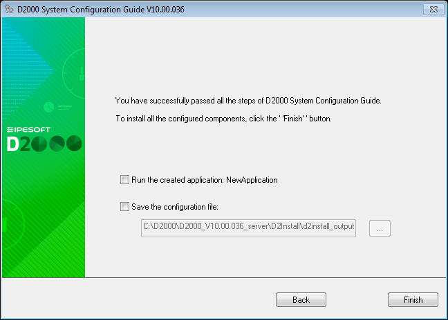Confirming the configuration